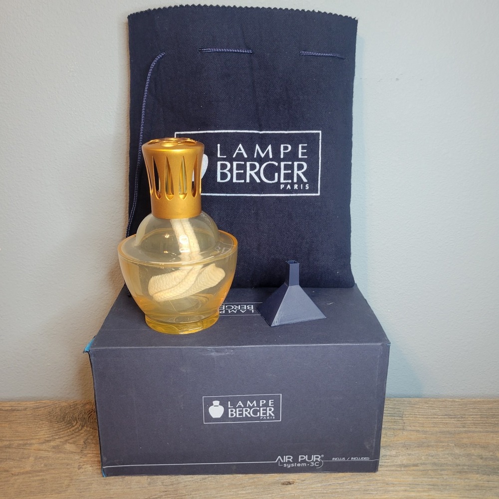 Vintage Lampe Berger Amber Glass Fragrance Lamp with Catalytic Burner